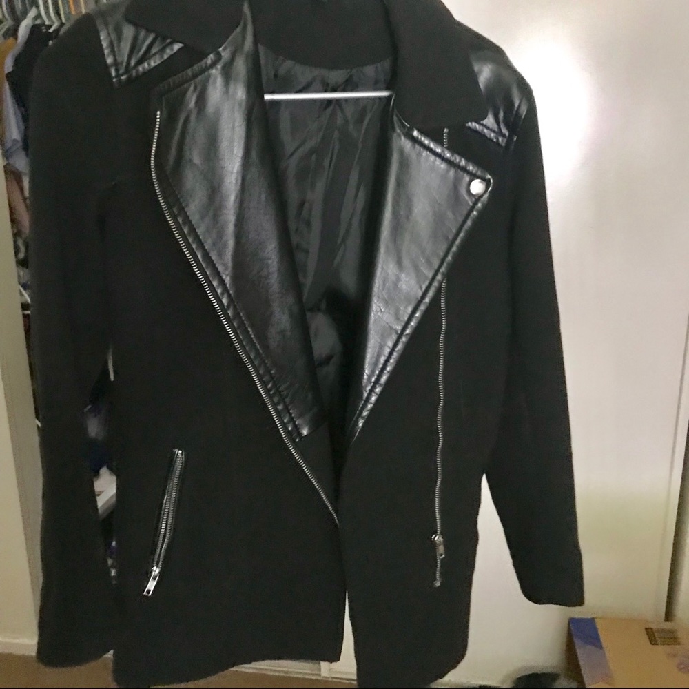 Leather Accent Coat